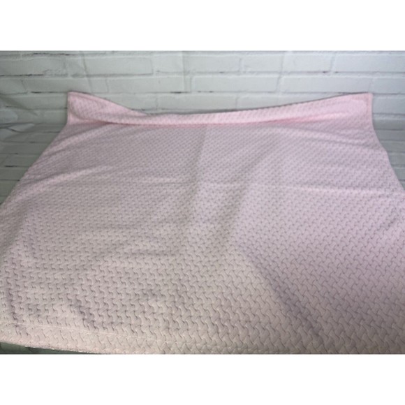 Bon Bebe Baby Blanket Solid Pink Knit Cross Weave Satin Back Security Lovey - Picture 1 of 12